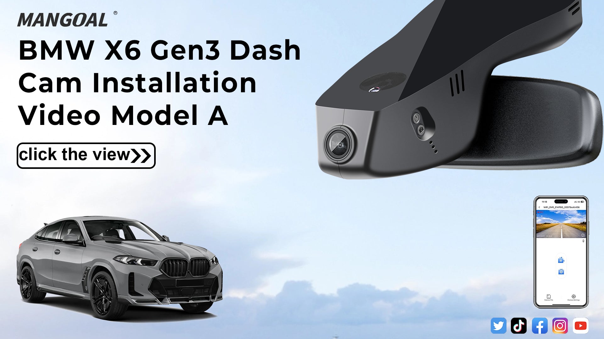 Load video: Mangoal 4K Dash Cam for BMW X6 Gen3 G06 2020-2023, X6M (Model A)