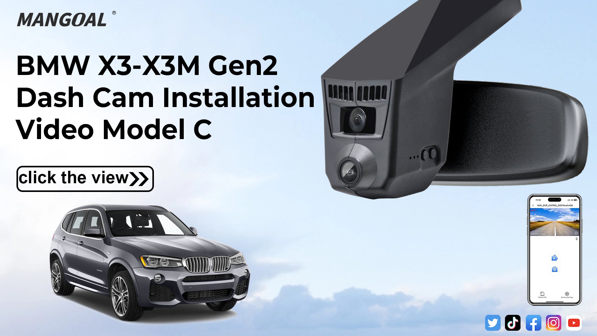 Load video: Mangoal 4K Dash Cam for BMW X3 F25 Gen2 2013-2017 (Model C)