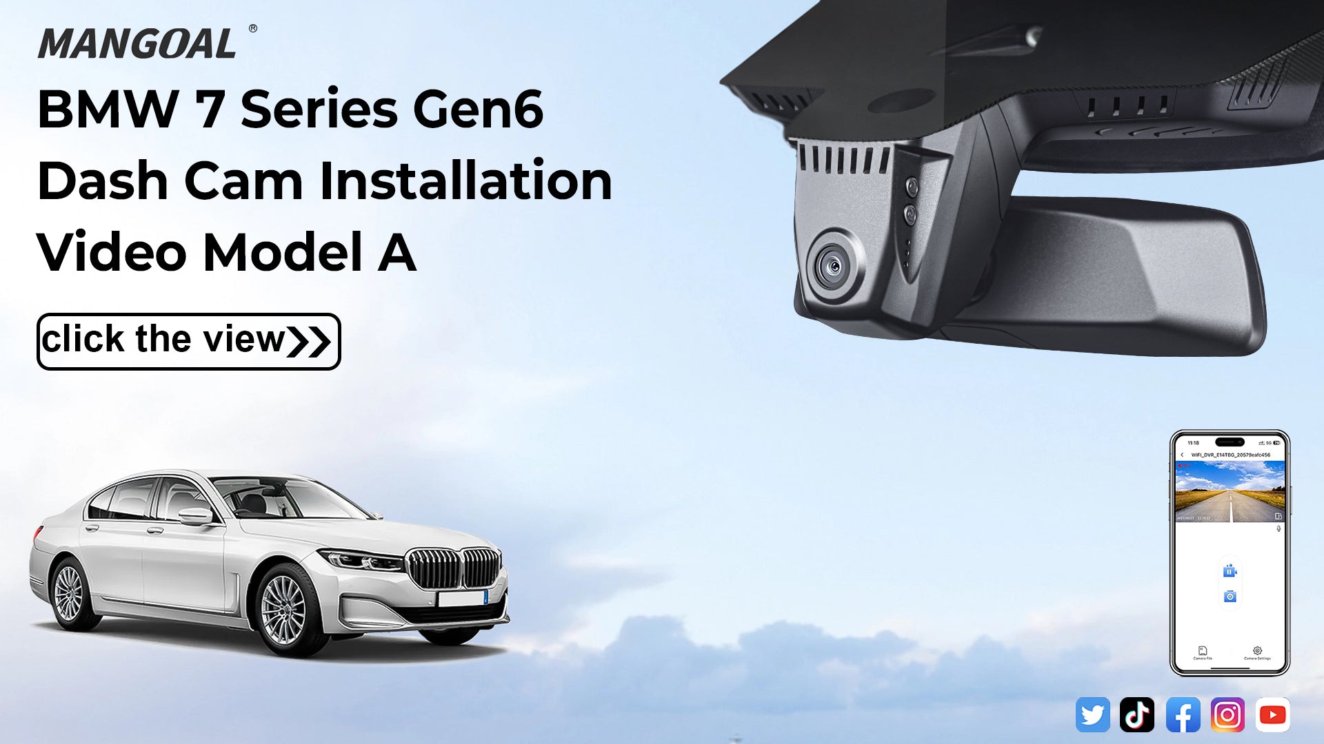 Load video: Mangoal 4K Dash Cam for BMW 7 Series Gen6 G11 G12 2016-2022 (Model A)