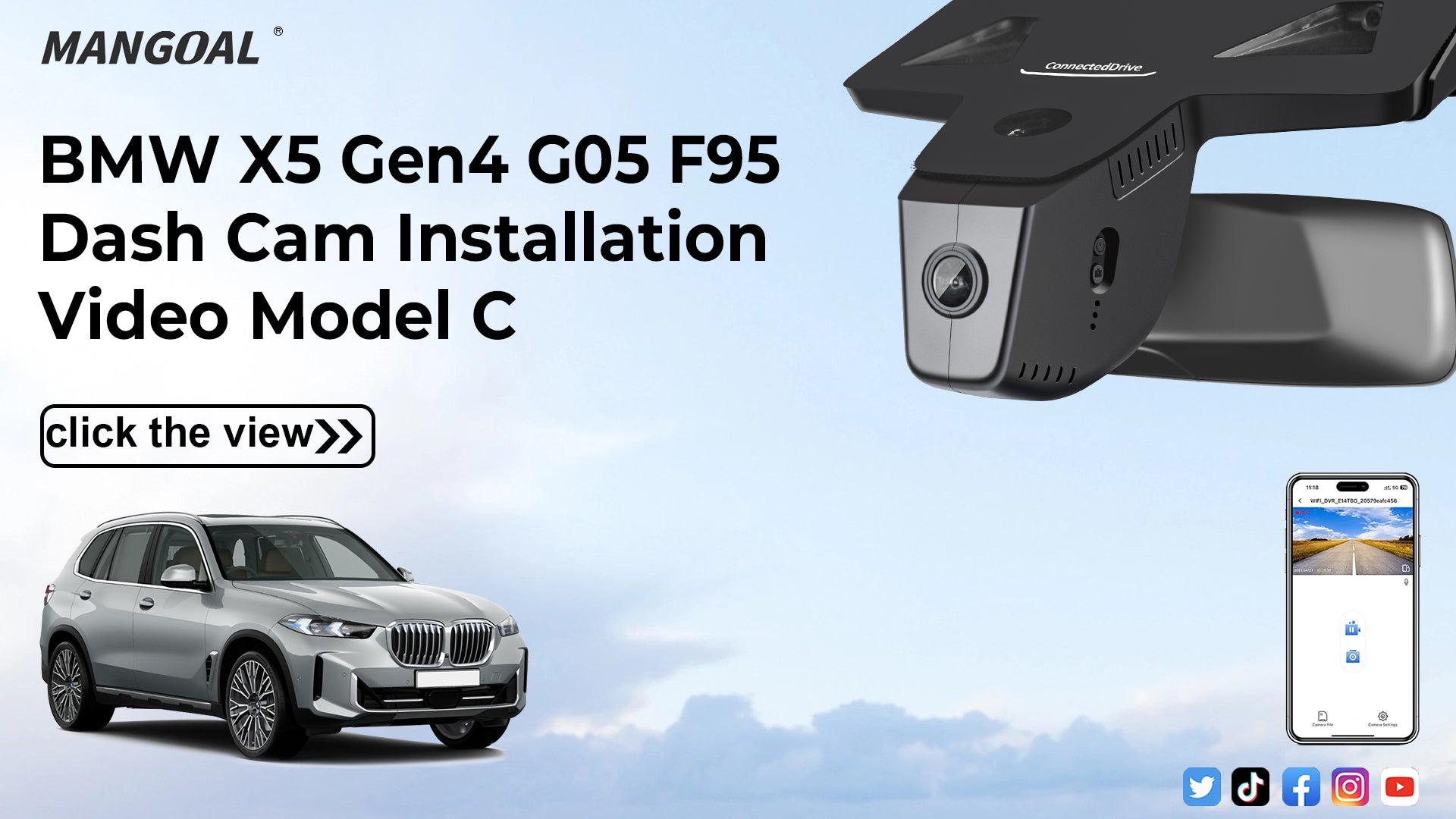 Load video: Mangoal Front 4K HDR Dash Cam STARVIS 2 for BMW X5 Gen4 G05 F95 2023-2026 Facelift(Model C)