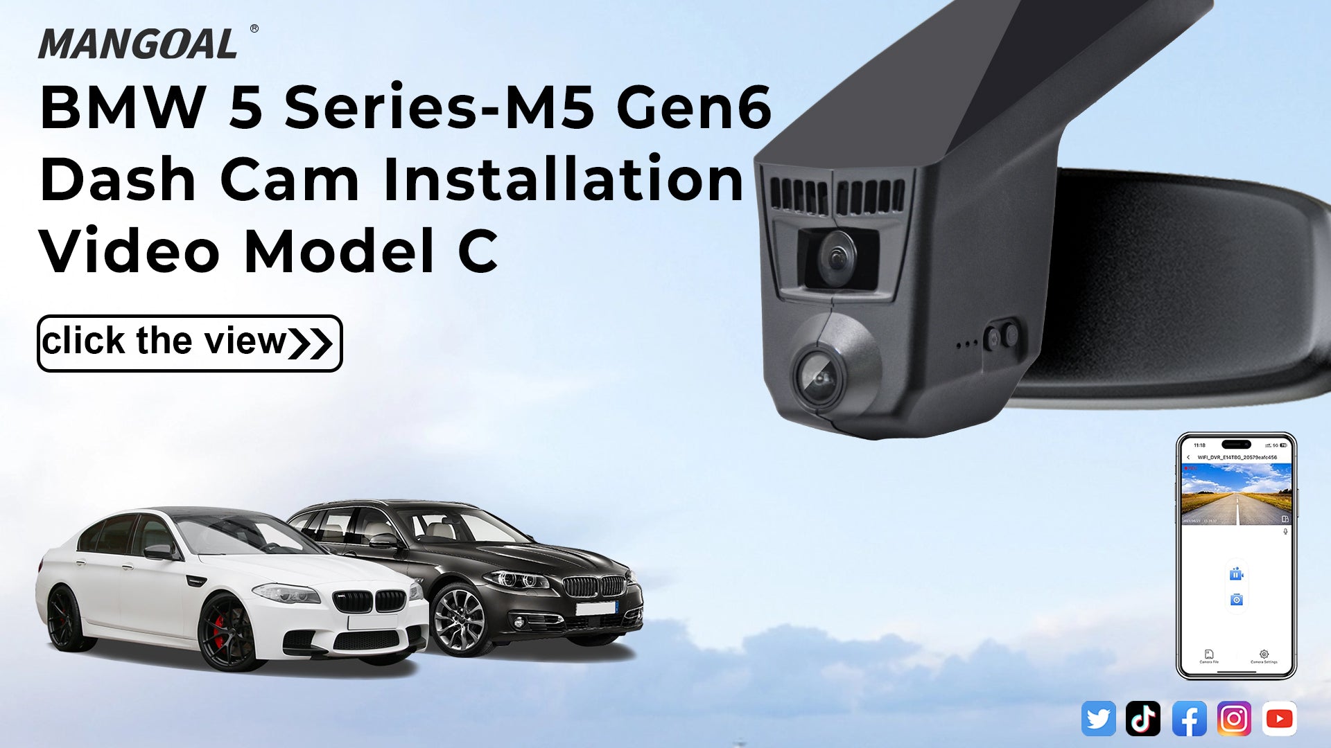 Load video: Mangoal Front 4K HDR Dash Cam STARVIS 2 for BMW 5-Series Gen6 F07/F10/F11/F18 2014-2016 Select 2017 M5 F10(Model C)