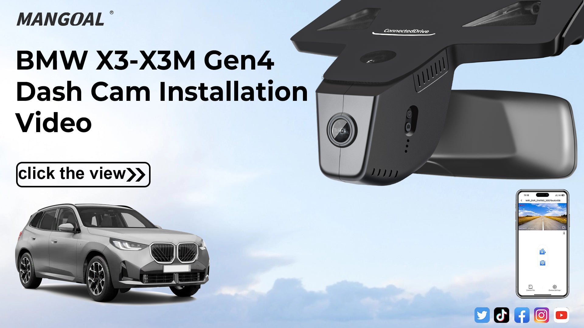 Load video: Mangoal Front 4K HDR Dash Cam STARVIS 2 for BMW X3 Gen4 G45 2025