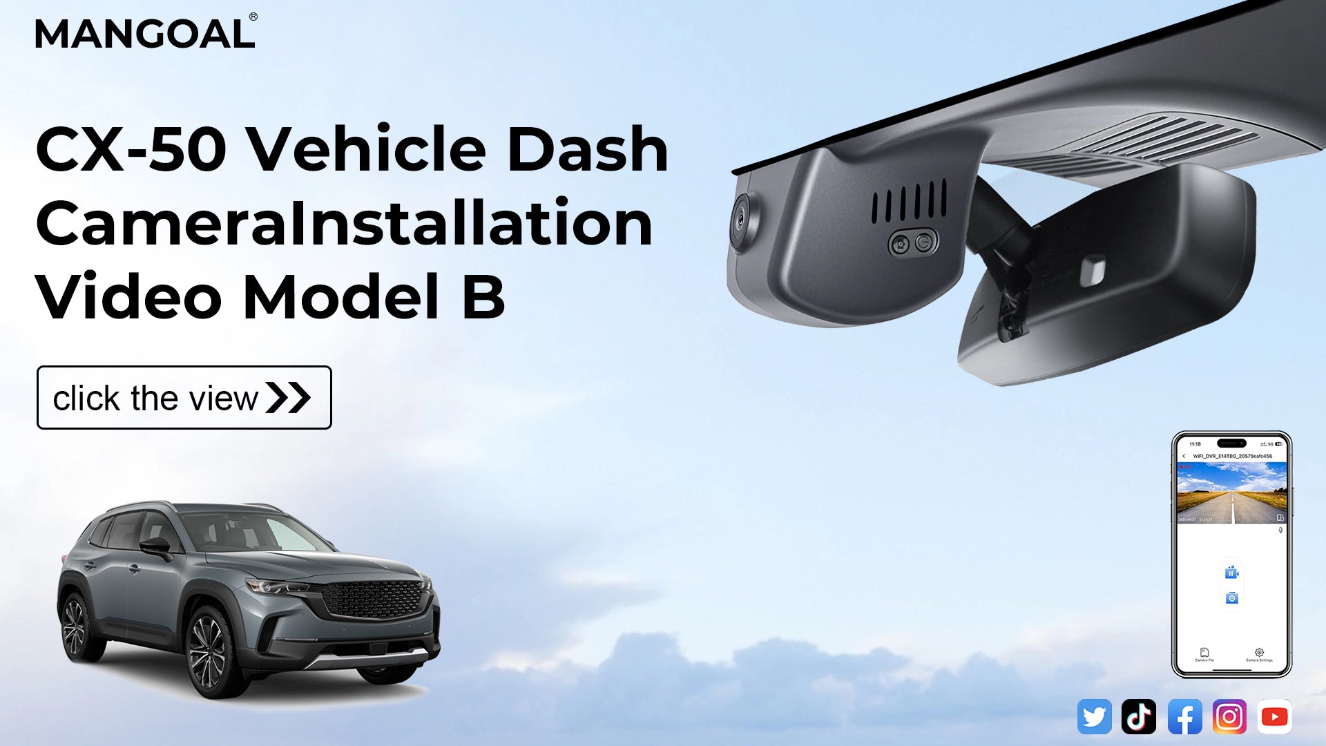 Load video: Mangoal 4K Dash Cam for Mazda CX-50 2025-2026 (Model B)