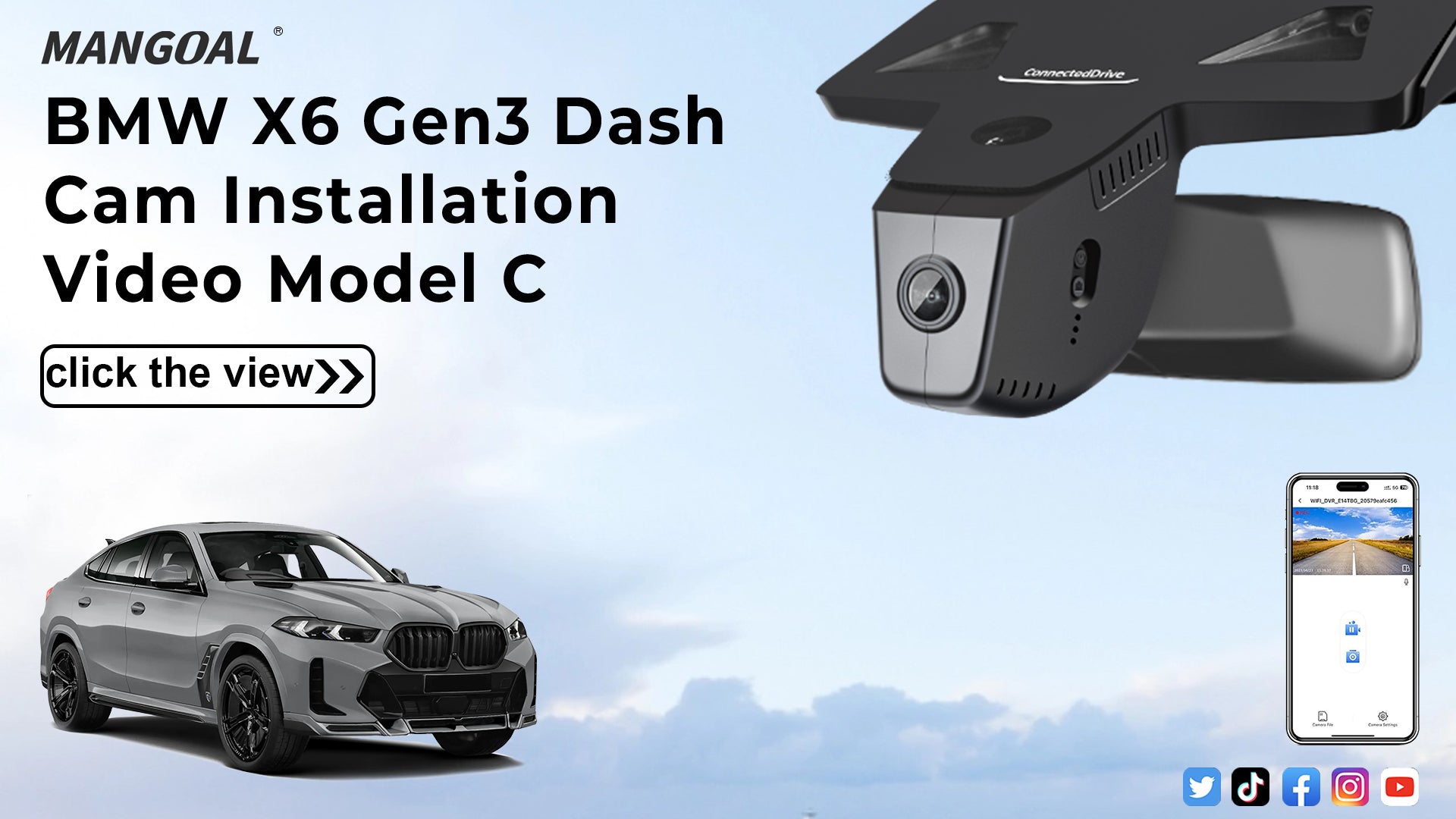 Load video: Mangoal 4K Dash Cam for BMW X6 Gen3 G06 2024 2025 X6 LCI, X6M (Model C)