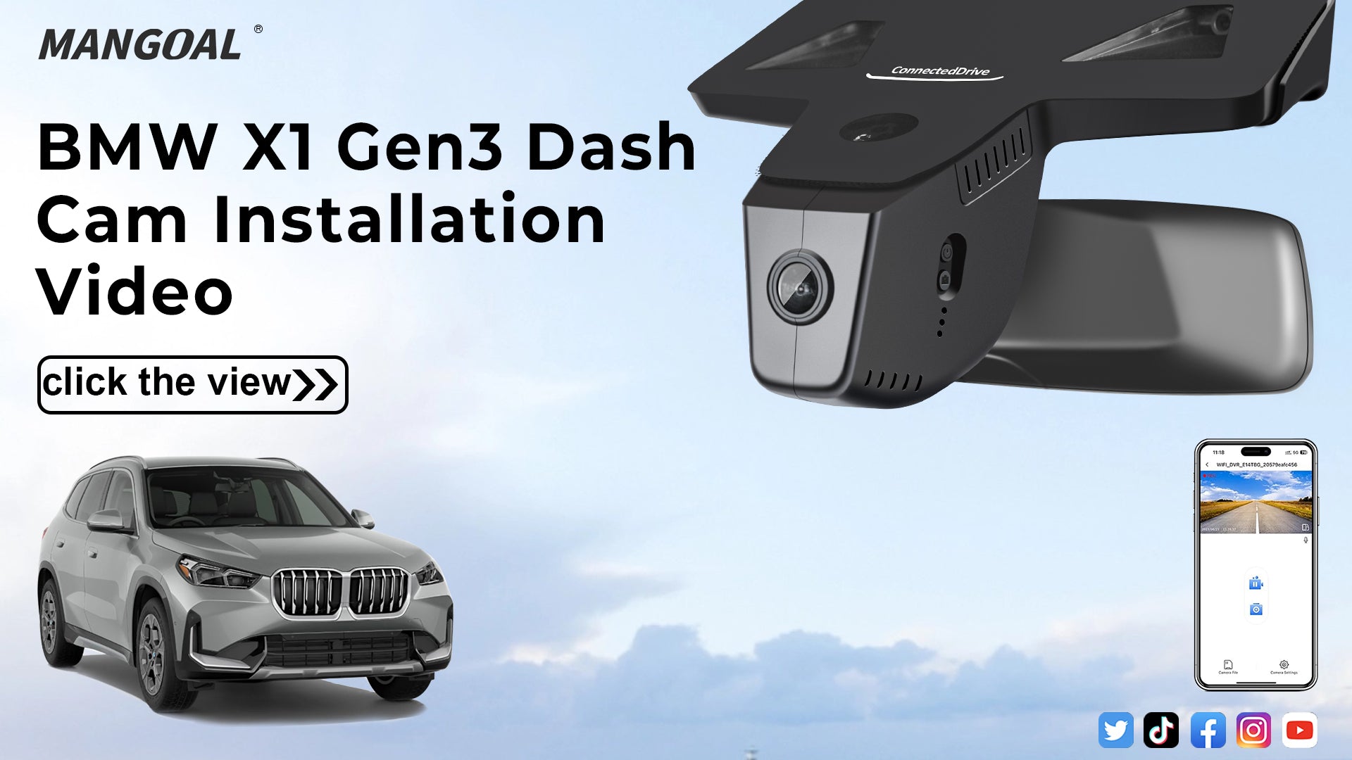 Load video: Mangoal Front 4K HDR Dash Cam STARVIS 2 for BMW X1 Gen3 U11/U12 2023-2025(Model C)