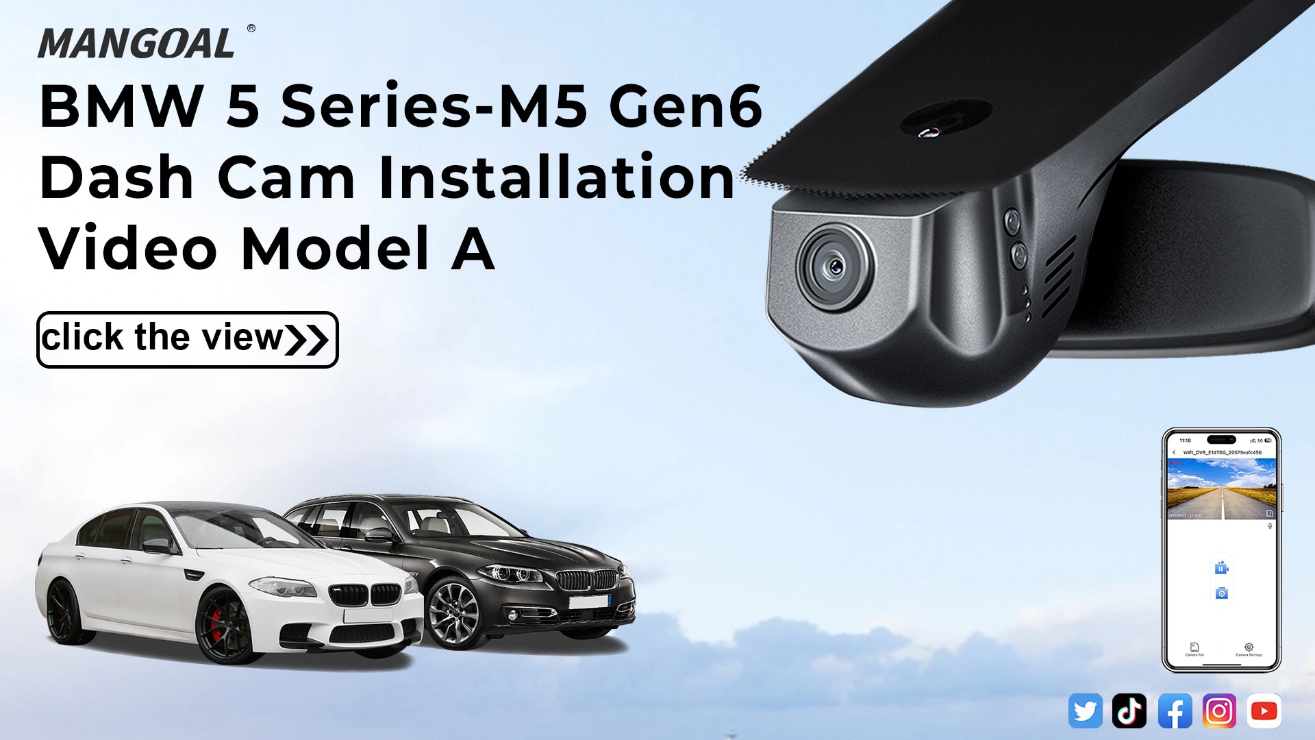 Load video: Mangoal Front 4K HDR Dash Cam STARVIS 2 for BMW 5-Series Gen6 F07/F10/F11/F18 2014-2016 Select 2017 M5 F10(Model A)