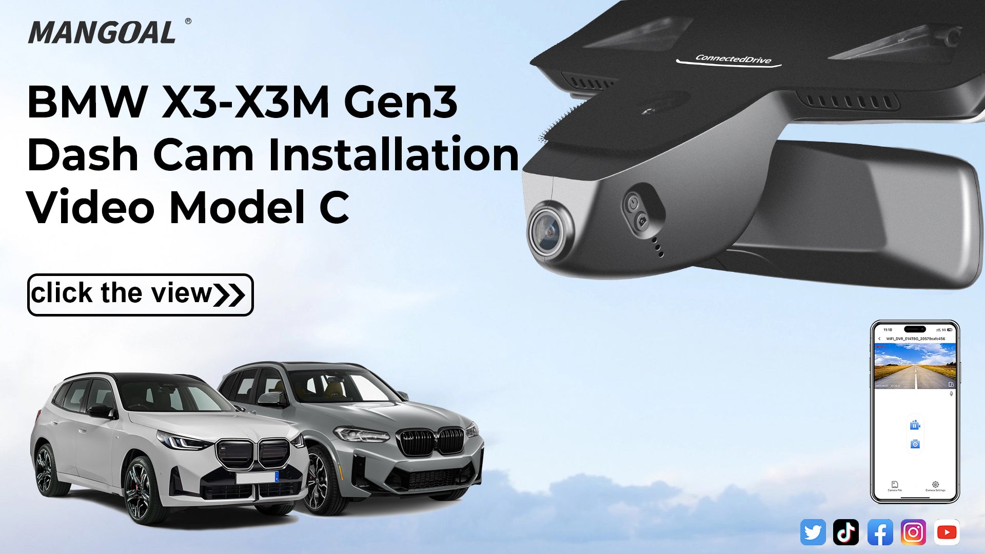 Load video: Mangoal Front 4K &amp; Rear 2K HDR Dash Cam, Dual STARVIS 2, for BMW Gen3 G01 X3 2018-2024, F97 X3M 2020+(Model C)