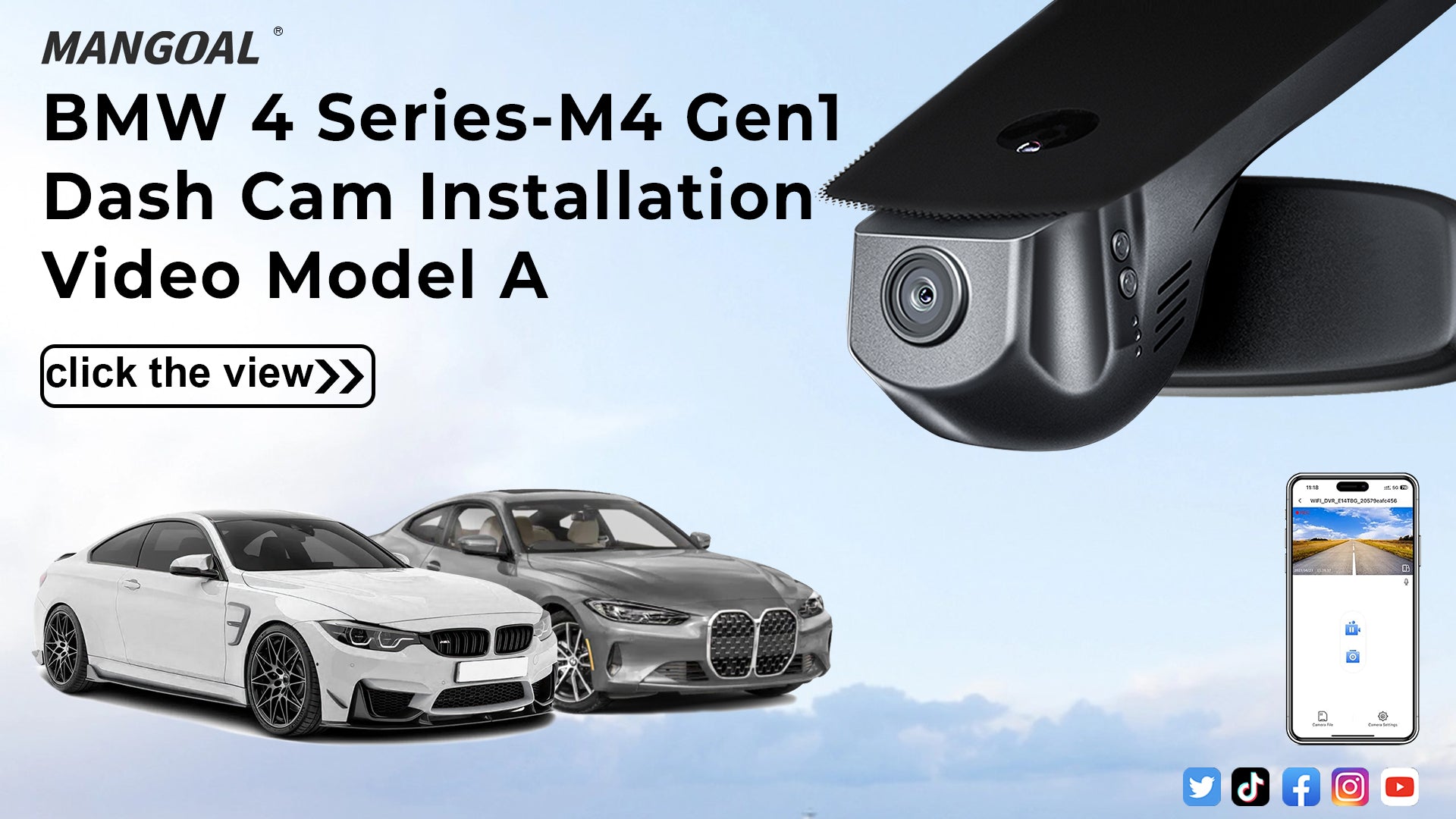 Load video: Mangoal Front 4K HDR Dash Cam STARVIS 2 for BMW 4-Series Gen1 F32 F33 F36 2014-2020 M4 F82 F83(Model A)