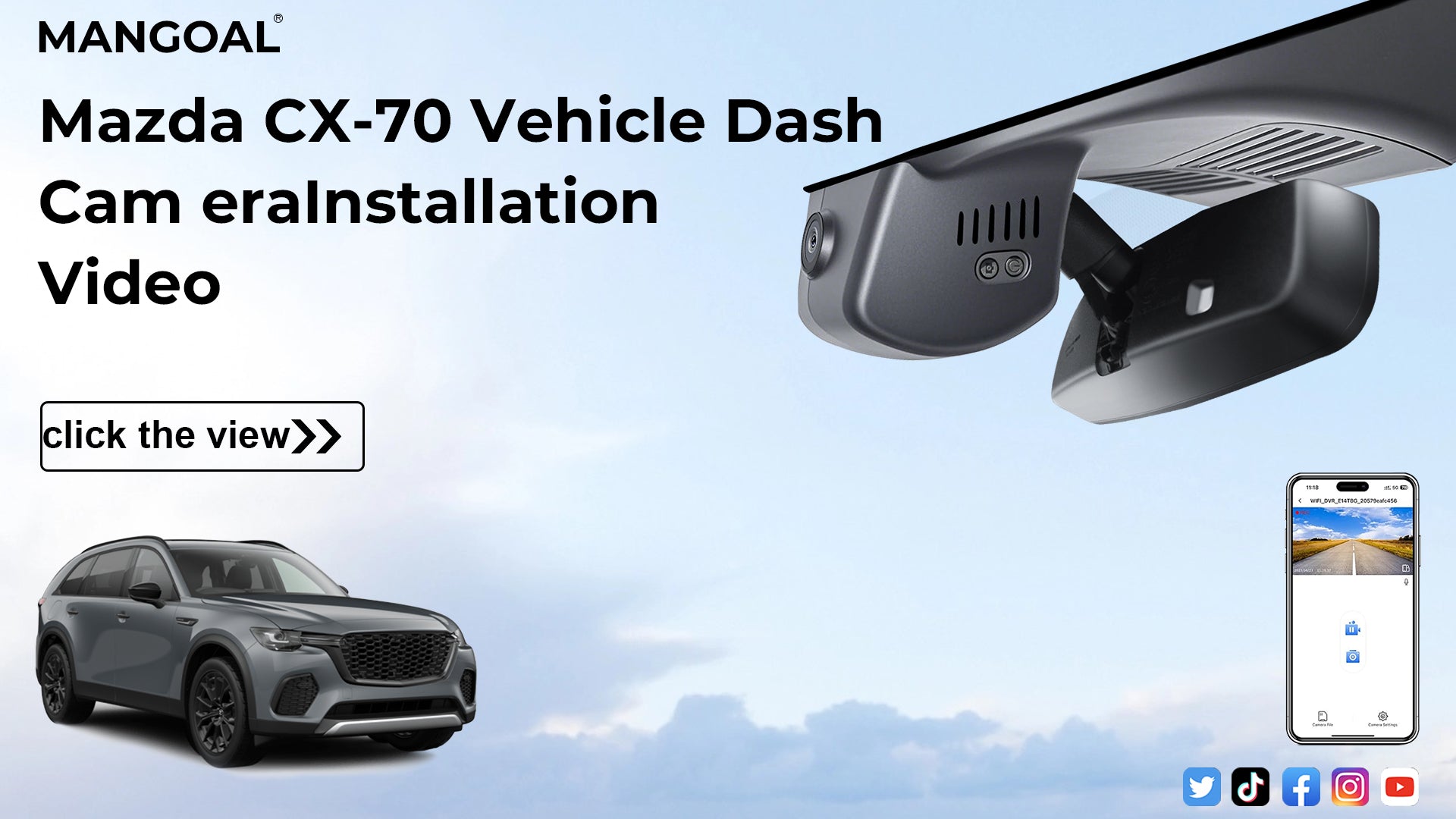 Charger la vidéo : Mangoal Front 4K HDR Dash Cam STARVIS 2 for Mazda CX-70 2025 2026