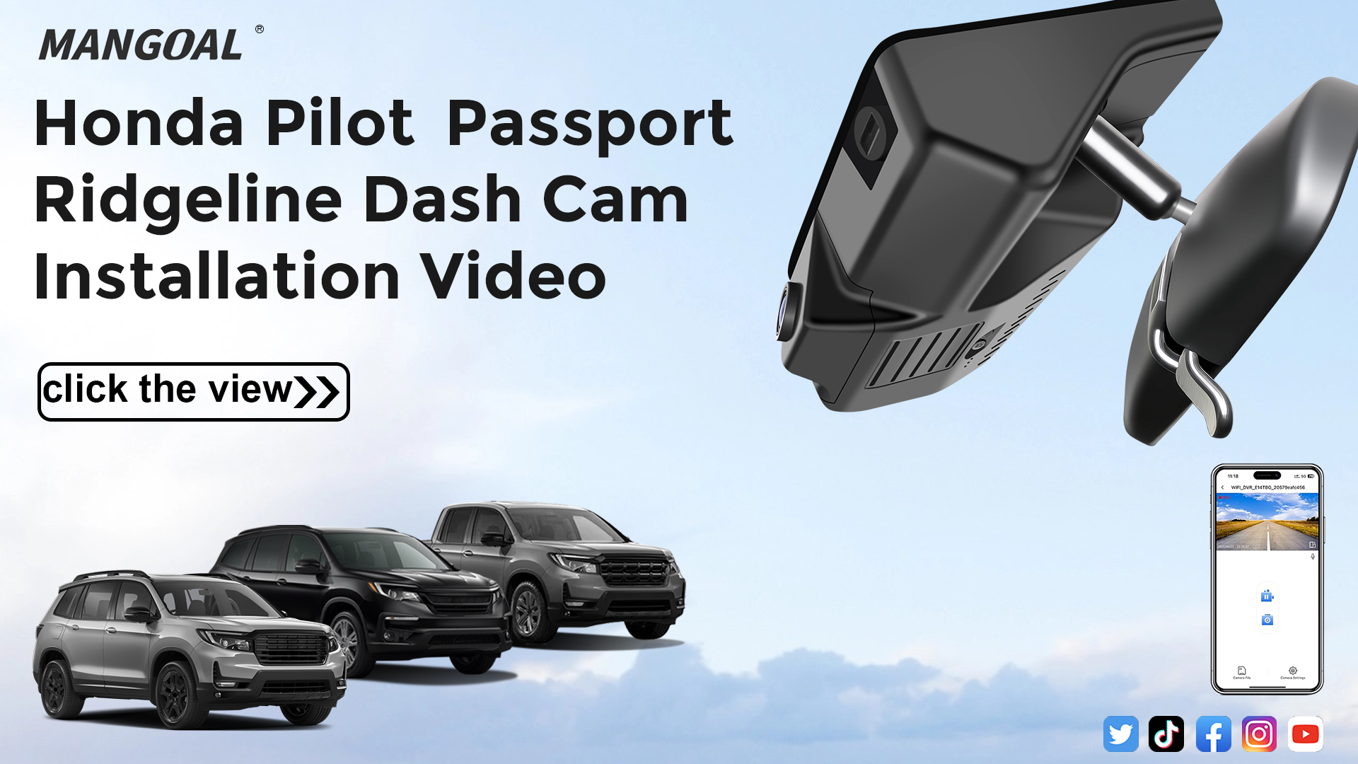 Load video: 4K Dash Cam for Honda Pilot 2016-2022, Passport 2019-2025, Ridgeline 2017-2026 (Model B)